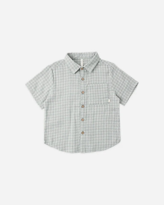 Collared Short Sleeve Shirt | Green Gingham | Rylee & Cru