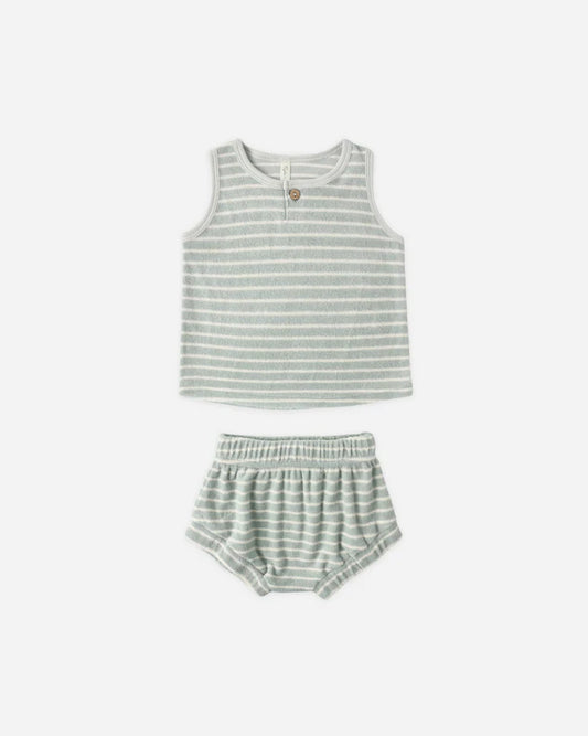 Baby Tank Set | Seafoam Terry Stripe | Rylee & Cru