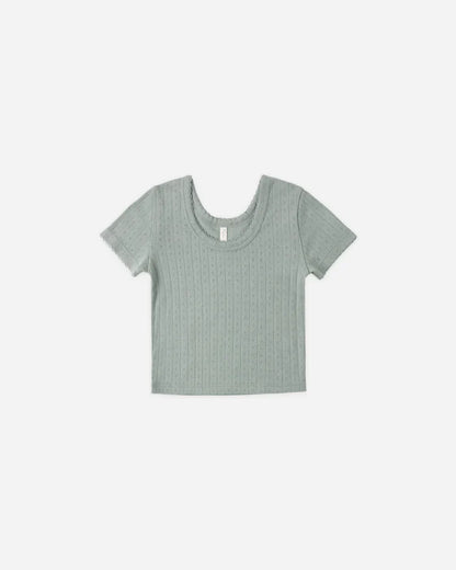 Pointelle Tee | Sea Green | Rylee & Cru