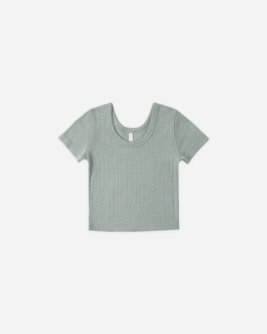 Pointelle Tee | Sea Green | Rylee & Cru