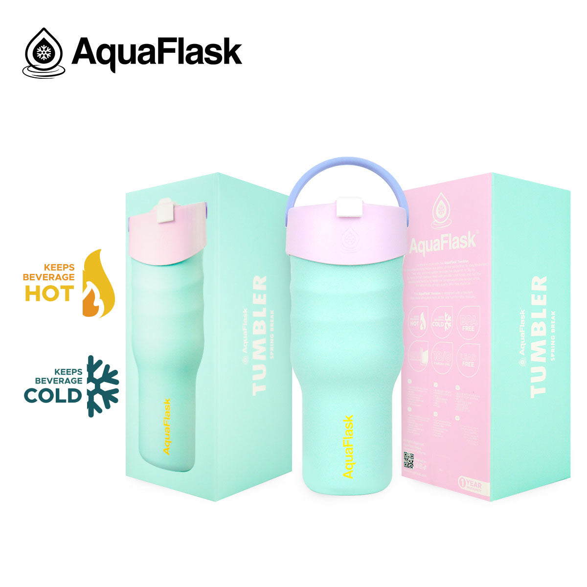 Aqua Flask Tumbler – Vacuum Insulated Stainless Steel Travel Cup 887ml (30 oz)